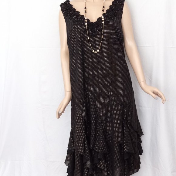 Signature by Robbie Bee Dresses & Skirts - New SIGNATURE By ROBBIE BIE Black/Gold Ruffled Bottom Evening Dress Sz 24W CHIC!